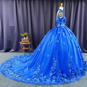 Jancember LSFL10 Stylilsh Manches Courtes Dentelle Fleur Robe De Bal Robes De Soirée - Product Image 3