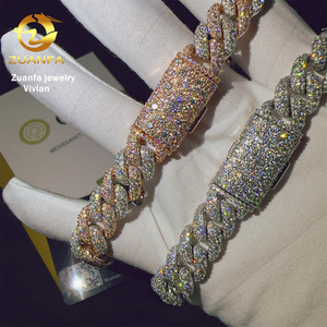 Bracciale a Catena Cubana Miami in Argento Sterling 925 con Moissanite VVS da 12mm, Stile Hip Hop - Product Image 3