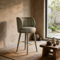 Tabourets de bar modernes de luxe léger, chaises hautes robustes pour usage domestique et commercial, salle à manger/salon, construction en bois et velours