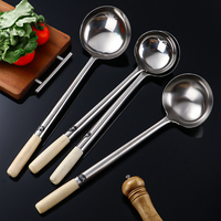 Ensemble de spatule, louche et spatule à retourner en acier inoxydable 201 avec manche en bois, ustensiles de cuisine résistants à la chaleur pour wok