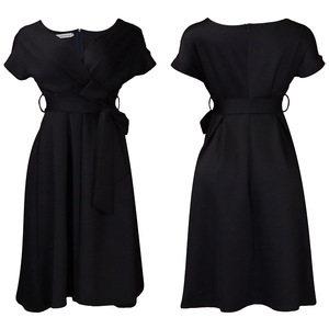 J302015 Nouvel arrivage Robe de bureau sexy à manches courtes et col en V pour femmes Robe de soirée pour femmes africaines à ligne profonde et grande balançoire - Product Image 2