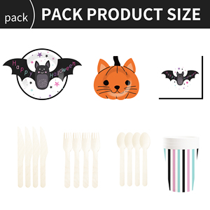 Decoración de Halloween DAMAI, Artículos para Fiestas de Halloween, Platos Desechables de Papel, Juego de Vajilla para Fiesta de Murciélagos de Halloween para 8 Personas - Product Image 6