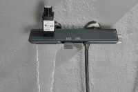 Mitigeur de douche mural thermostatique numérique à double fonction en laiton moderne avec affichage numérique et touches de piano pour salle de bain