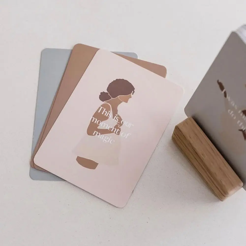 Set di mazzi di carte di affermazione del lavoro e della nascita della gravidanza positiva personalizzata con stampa personalizzata per la mamma