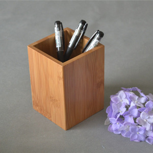 Bamboo Wood <b>Pen</b> Holder Square 8x8x11cm Storage <b>Box</b> For Desk Organizing - Product Image 2