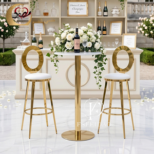 Mesa de Bar Alta de Vidrio Dorado para Bodas y Eventos, Suministros Modernos para Bodas - Product Image 1
