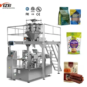 Chine Fournisseur Granules Glissière Poche Emballage 6/8 Position automatique Rotatif Pré-fait Sac Machine D'emballage