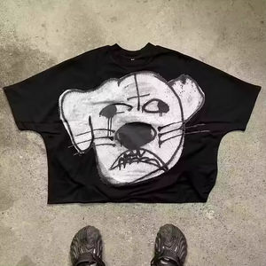 Camisetas de hombre 100% algodón Y2K impreso gráfico camisetas Streetwear alta calidad Boxy recortada camisetas para hombres - Product Image 1