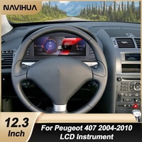 NaviHua - Panel de Instrumentos Digital de 12.3'' para Automóvil, Velocímetro LCD con Sistema Linux para Peugeot 407 2004-2010