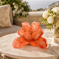 Porte-bougie en verre rose poudré, œuvre d'art florale faite à la main, sculpture décorative élégante pour centre de table et présentoir d'étagère