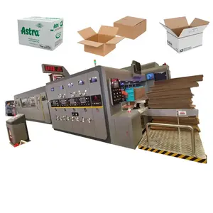 Full automatic corrugated box printing slotting line carton box printing Folding Gluing linkage line