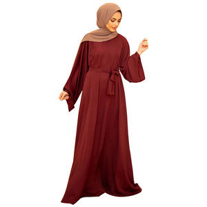 Abaya Musulmana in Chiffon con Maniche a Volant, <span class=keywords><strong>Abbigliamento</strong></span> Islamico Modesto in Tinta Unita, Stile Dubai, Vendita all'Ingrosso - Product Image 3