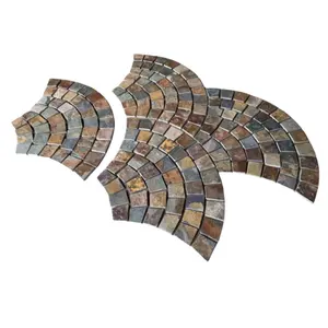 Trung Quốc FAN hình dạng nhiều màu gỉ Slate đá pavers gạch lát sàn