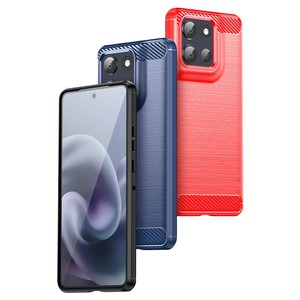 Pour <span class=keywords><strong>Moto</strong></span> G86 Power G56 G06 G100 <span class=keywords><strong>Pro</strong></span> Edge 60 Fusion G05 E15 G54 G64 G75 5G Coque en fibre de carbone brossée Coques souples en TPU Housse arrière - Product Image 3