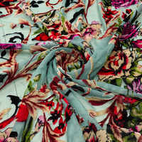 Tissu en velours imprimé, nylon, viscose, tissé, dévoré, semi-transparent, baroque, orné, floral, pour robe de soirée