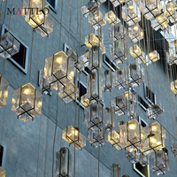Lustre LED de style moderne et luxueux, en verre de Murano personnalisé, pour hall d'hôtel, villa, escalier