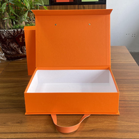 Boîte cadeau pliante de luxe personnalisée faite à la main avec couvercle magnétique noir, rose, vert, orange, rouge, bougie, poignée pliable, accessoire, logo, motif