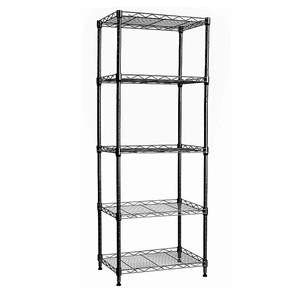 <b>Square</b> Multi Layer Wire Mesh Storage Rack 5 Tier Movable Kitchen Fruit Vegetable <b>Basket</b> Black Gray Standing Type - Product Image 4