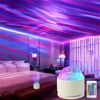 Lampe projecteur d'aurore boréale/ondulations aquatiques, veilleuse LED, télécommande, alimentée par piles, lumière décorative pour fête, lumière d'ambiance