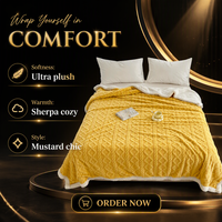 Couverture en flanelle matelassée jaune, douce, pour lit ou canapé, motif géométrique moderne et simple, idéale pour le printemps et l'automne