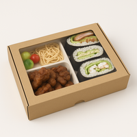 Boîtes à Sushi Kraft Marron avec Fenêtre Transparente Boîtes à Prendre en Relief pour Pâtisserie Boulangerie pour Noël Saint Valentin Party Favors