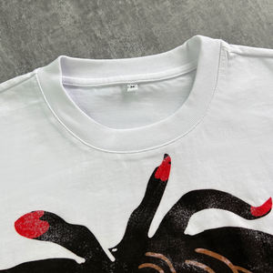 T-shirt de sérigraphie personnalisé T-shirt graphique en coton lourd personnalisé Streetwear T-shirt surdimensionné en strass - Product Image 3