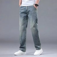 Jeans en denim déchiré à jambe large style rétro hip-hop OEM, taille mi-haute, en polyester, coupe ample pour hommes