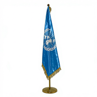 Drapeau de cérémonie national avec franges et support - 150*100cm avec mât, tissu satiné pour cérémonie