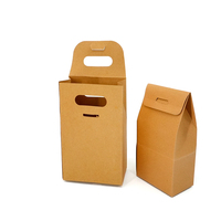 Bolsa de Papel Kraft Plegable con Cierre Automático y Ventana Transparente para Empacar Pastelería Casera para Llevar