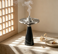 Brûleur à Bakhoor en marbre noir artisanal, encensoir arabe de luxe pour le Ramadan, brûleur d'encens pour la décoration intérieure des villas et des hôtels