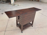 Chariot de refroidissement en bois sur roulettes personnalisé pour patio, glacière extérieure de 54 litres, chariot de bar à boissons