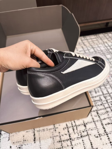 Nouvelles chaussures de sport en cuir véritable noir de haute qualité, chaussures décontractées pour hommes avec semelle en caoutchouc, tendance et à la mode - Product Image 5