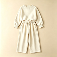 Ensemble 2 pièces pour bébé fille, sweat-shirt à col rond ample en coton extensible doux OEM ODM et pantalon à jambes larges, pour le quotidien et l'école