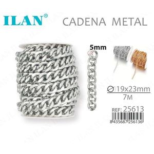 Catena Metallica Ilan 19x23mm 7M Colore Argento per Creazione di Gioielli - Product Image 1