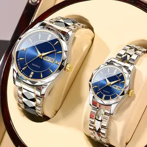 Montre de luxe pour hommes et femmes d'affaires pour couple Coffret cadeau Saint Valentin Calendrier Semaine Montres-bracelets à quartz