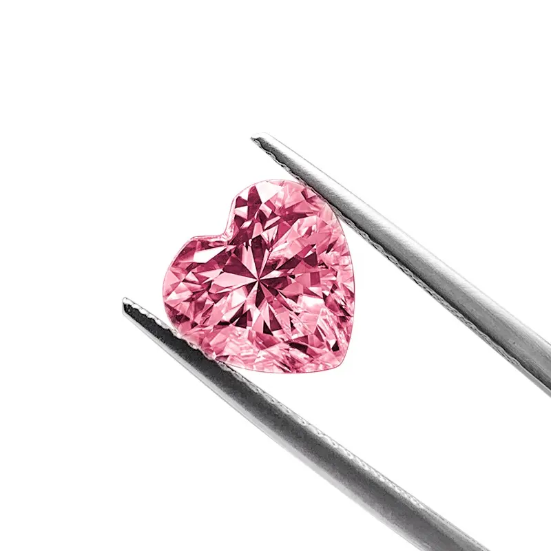 Оптовая цена, розовые синтетические бриллианты из муассанита в форме сердца