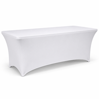 Housse de table rectangulaire extensible en spandex blanc pour la vente en gros, idéale pour les banquets d'hôtel, les salons professionnels et la location événementielle