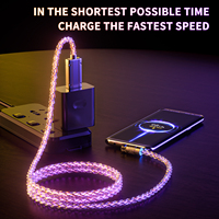 Kabel Data RGB, gradien pengisian daya Super cepat untuk Apple Micro tipe-c Data LED kabel pengisian daya UCB14