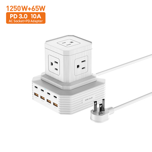 Nouvelles tendances Power Strip Tower Gaming Surge Protector 5 prises CA 10A <span class=keywords><strong>8</strong></span> ports USB avec rallonge de 1.5m pour la maison et le bureau - Product Image 1