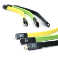 Kabel USB C Silikon Datar Pendek Portabel USB3.2 Gen2 20Gbps Sinkronisasi Data Kecepatan Tinggi Kabel Tipe C 3 Warna