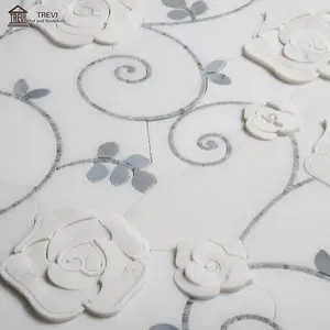 हाथ से बनाया संगमरमर का फर्श गुलाब का फूल वॉटरजेट पदक मोज़ेक के लिए बिक्री