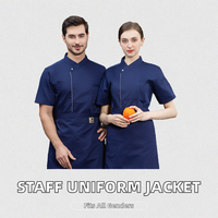 Veste de travail pour personnel de service, en polyester/coton tissé, avec logo OEM, pour serveurs, serveuses, traiteur, hôtel, restaurant, chef
