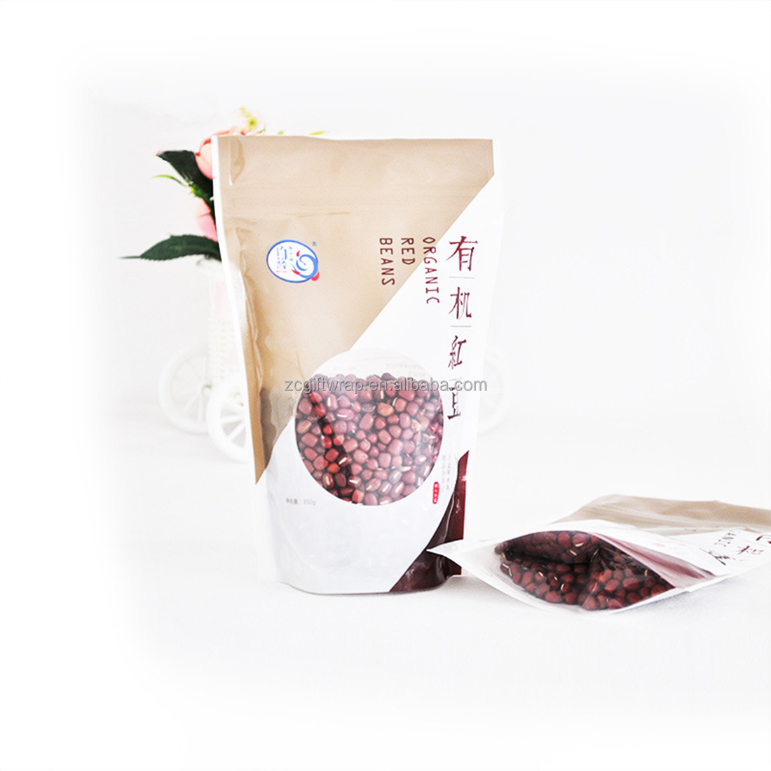 Custom Resealable Stand up Pouch Snacks Packaging Zip Lock Mylar Bags With Clear Window
