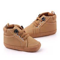 Chaussures de sport unisexes pour bébés et tout-petits en cuir PU tendance, antidérapantes, à lacets, avec doublure en coton, pour l'automne, service OEM/ODM en gros