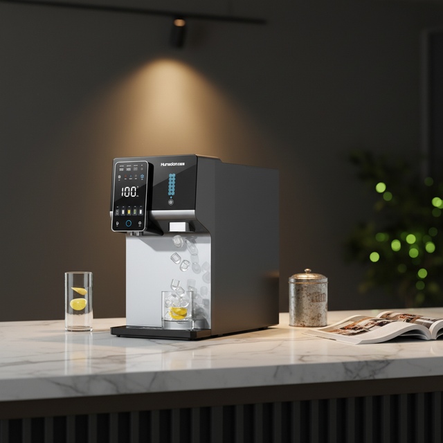 Electric Portable Hotel Use Desktop RO Water Dispenser Countertop RO Membrane Purified Cold Hot Water Ice Maker