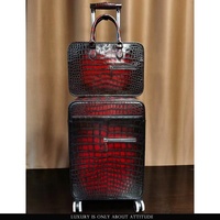 Valise en cuir véritable exotique, cuir de crocodile patiné authentique, valise en cuir de luxe, valise en cuir de crocodile véritable