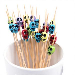 Palillos de Cóctel Modernos Desechables de Bambú y Plástico con Diseño de Calavera y Frutas, 120 mm, Menos de 5 cm de Diámetro - Product Image 3