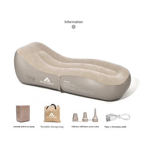 Canapé gonflable électrique en tissu peluche avec pompe intégrée pour usage extérieur et intérieur, idéal pour la pause déjeuner - Product Image 6