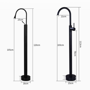 Robinet de baignoire sur pied noir mat avec bec pivotant à 360° et douchette à main <span class=keywords><strong>pour</strong></span> baignoire de trempage - Product Image 6