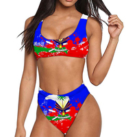 Bikini drapeau d'Haïti, ensemble de maillots de bain 2 pièces, maillot de bain ouvert pour la plage d'été, grande taille